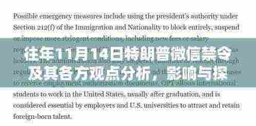 往年11月14日特朗普微信禁令及其各方观点分析，影响与探讨