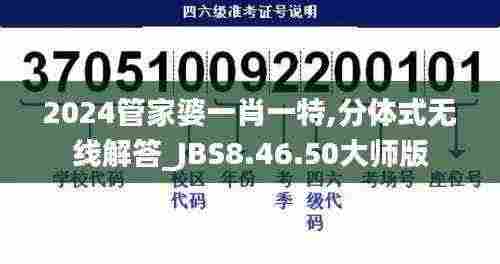 2024管家婆一肖一特,分体式无线解答_JBS8.46.50大师版