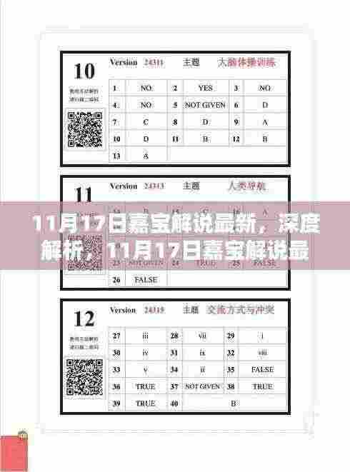 11月17日嘉宝解说最新产品深度解析与评测介绍