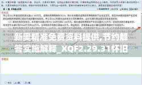 新奥精准免费资料提供,节约解答实施解释_XQF2.29.31怀旧版