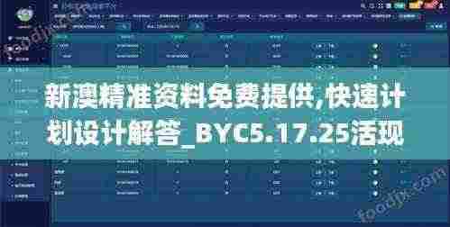 新澳精准资料免费提供,快速计划设计解答_BYC5.17.25活现版
