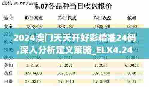 2024澳门天天开好彩精准24码,深入分析定义策略_ELX4.24.72精致版