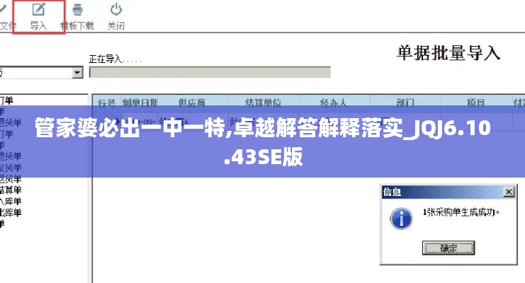 管家婆必出一中一特,卓越解答解释落实_JQJ6.10.43SE版