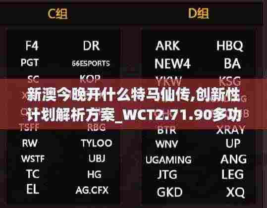 新澳今晚开什么特马仙传,创新性计划解析方案_WCT2.71.90多功能版