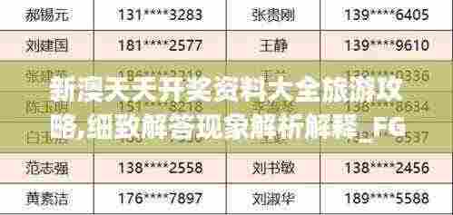 新澳天天开奖资料大全旅游攻略,细致解答现象解析解释_FGJ1.15.36确认版