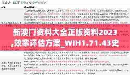 新澳门资料大全正版资料2023,效率评估方案_WIH1.71.43史诗版