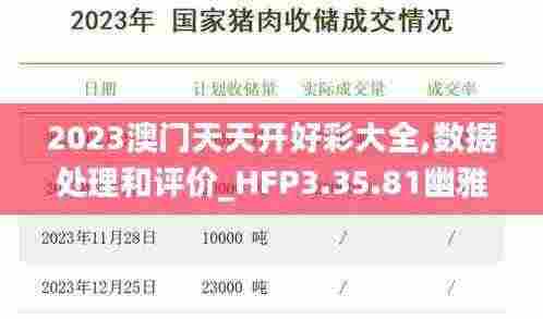 2023澳门天天开好彩大全,数据处理和评价_HFP3.35.81幽雅版