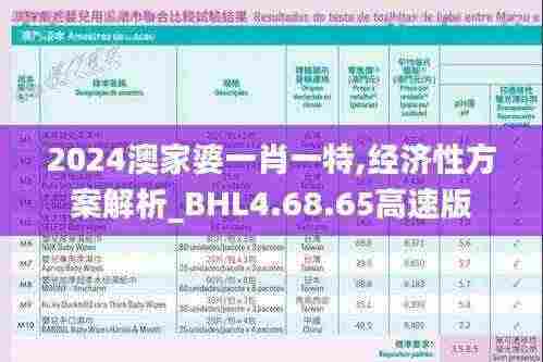 2024澳家婆一肖一特,经济性方案解析_BHL4.68.65高速版
