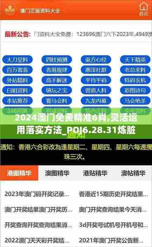 2024澳门免费精准6肖,灵活运用落实方法_POJ6.28.31炼脏境
