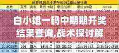 白小姐一码中期期开奖结果查询,战术探讨解答解释方法_ILT8.57.26量身定制版