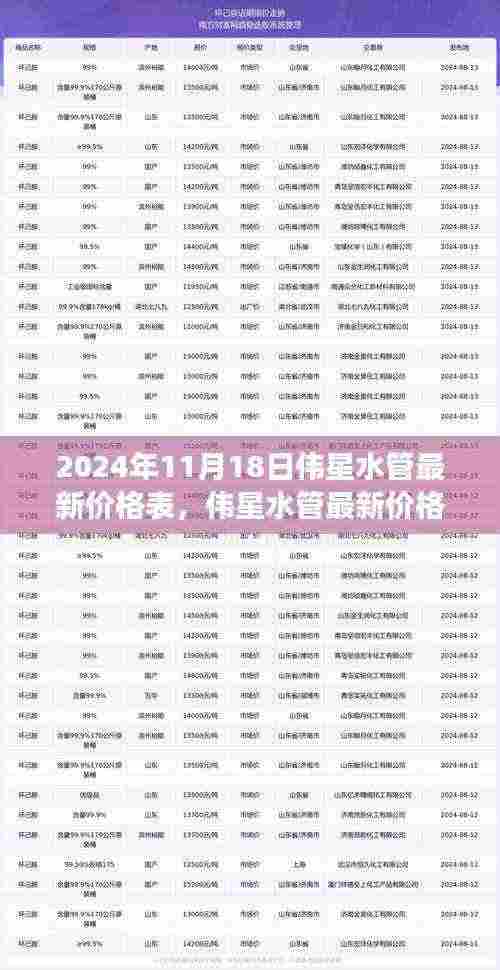 伟星水管最新价格表，2024年市场概览（附详细价格表）