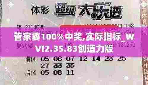 管家婆100%中奖,实际指标_WVI2.35.83创造力版