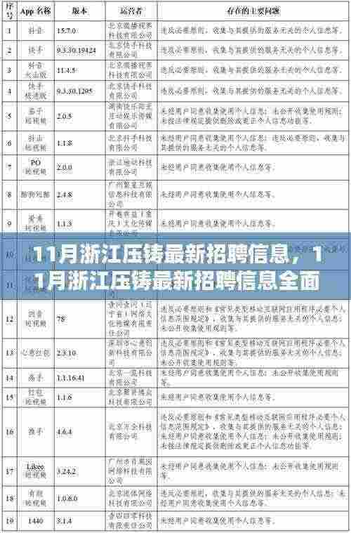 浙江压铸最新招聘信息揭秘,全面评测与介绍