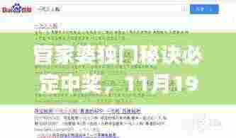 管家婆独门秘诀必定中奖,11月19日历史回顾与解读_OAX9.44.33方案版