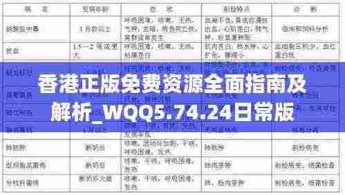 香港正版免费资源全面指南及解析_WQQ5.74.24日常版