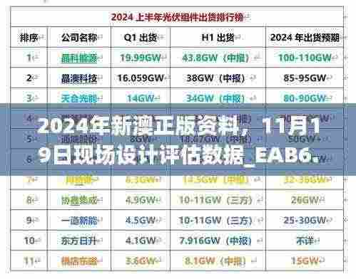 2024年新澳正版资料，11月19日现场设计评估数据_EAB6.11.63稀缺版