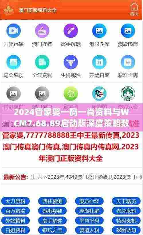 2024管家婆一码一肖资料与WCM7.68.89启动版深度策略数据设计