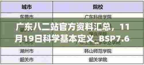 广东八二站官方资料汇总,11月19日科学基本定义_BSP7.64.73智慧共享版