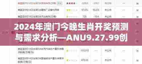 2024年澳门今晚生肖开奖预测与需求分析—ANU9.27.99创意设计版