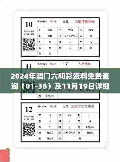 2024年澳门六和彩资料免费查询(01-36)及11月19日详细解读_KVB2.51.74升级版