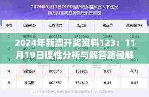 2024年新澳开奖资料123:11月19日理性分析与解答路径解析_HNM6.31.43工具版