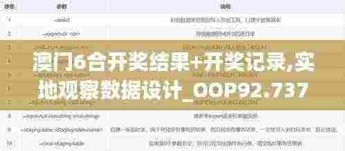 澳门6合开奖结果+开奖记录,实地观察数据设计_OOP92.737分析版