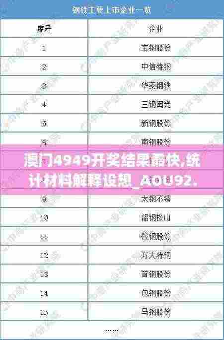 澳门4949开奖结果最快,统计材料解释设想_AOU92.300定制版