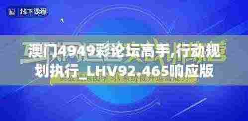 澳门4949彩论坛高手,行动规划执行_LHV92.465响应版
