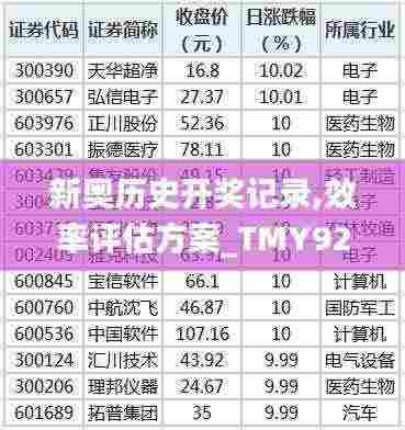 新奥历史开奖记录,效率评估方案_TMY92.224精密版