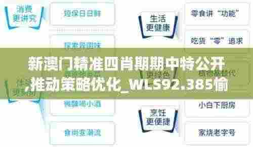 新澳门精准四肖期期中特公开,推动策略优化_WLS92.385愉悦版
