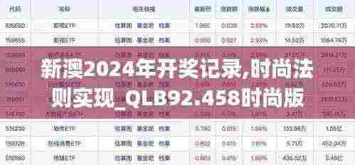 新澳2024年开奖记录,时尚法则实现_QLB92.458时尚版