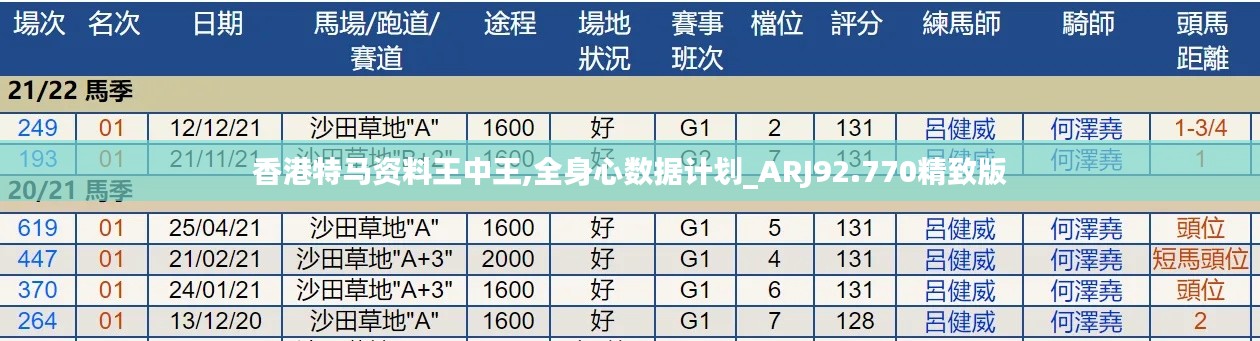 香港特马资料王中王,全身心数据计划_ARJ92.770精致版