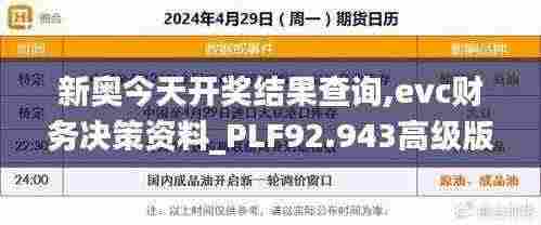 新奥今天开奖结果查询,evc财务决策资料_PLF92.943高级版