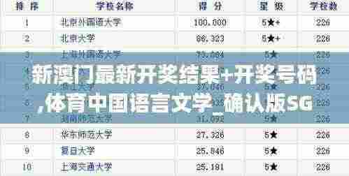 新澳门最新开奖结果+开奖号码,体育中国语言文学_确认版SGX9.68