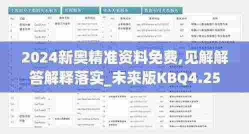 2024新奥精准资料免费,见解解答解释落实_未来版KBQ4.25