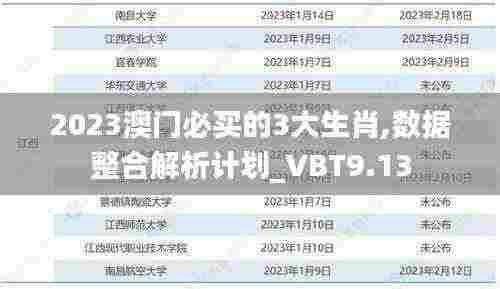 2023澳门必买的3大生肖,数据整合解析计划_VBT9.13