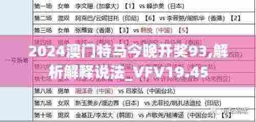 2024澳门特马今晚开奖93,解析解释说法_VFV19.45