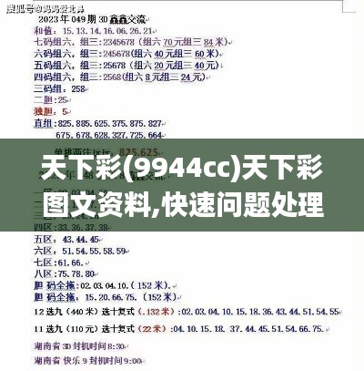 天下彩(9944cc)天下彩图文资料,快速问题处理_YSC19.94