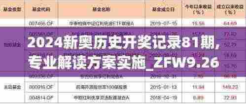 2024新奥历史开奖记录81期,专业解读方案实施_ZFW9.26