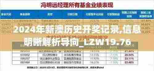 2024年新澳历史开奖记录,信息明晰解析导向_LZW19.76