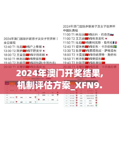 2024年澳门开奖结果,机制评估方案_XFN9.68