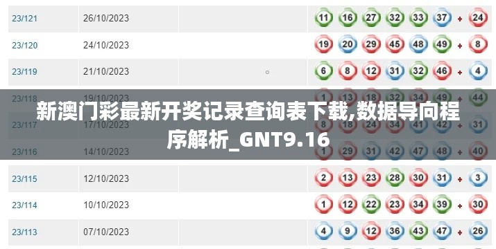 新澳门彩最新开奖记录查询表下载,数据导向程序解析_GNT9.16