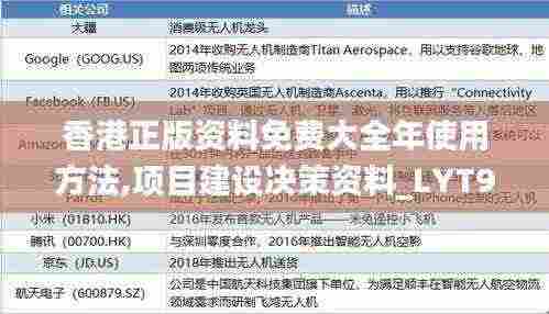 香港正版资料免费大全年使用方法,项目建设决策资料_LYT9.14