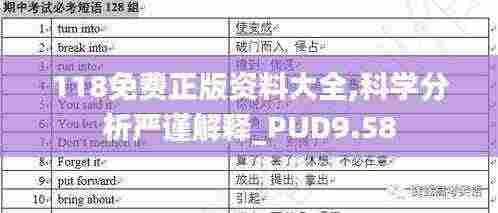 118免费正版资料大全,科学分析严谨解释_PUD9.58