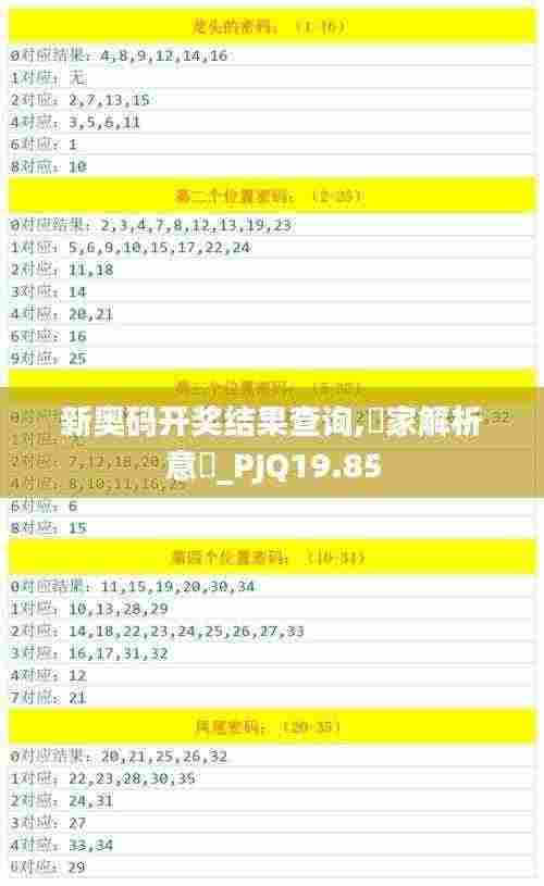 新奥码开奖结果查询,專家解析意見_PJQ19.85