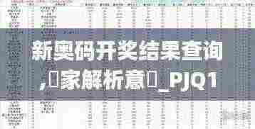 新奥码开奖结果查询,專家解析意見_PJQ19.85