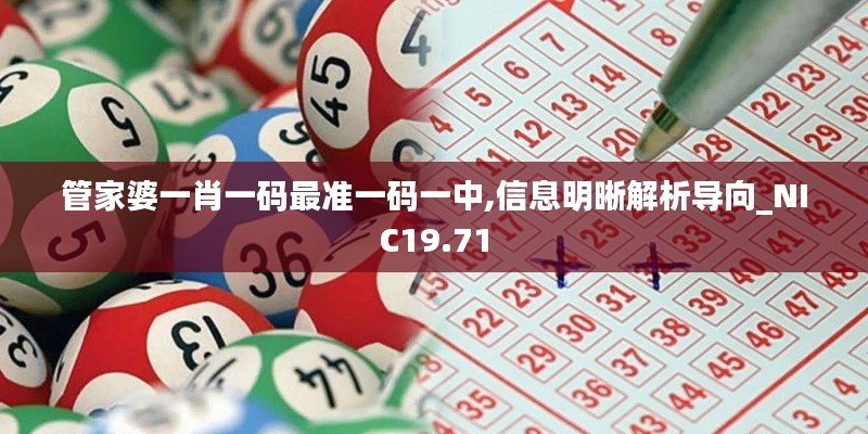 管家婆一肖一码最准一码一中,信息明晰解析导向_NIC19.71