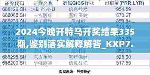 2024今晚开特马开奖结果335期,鉴别落实解释解答_KXP7.63