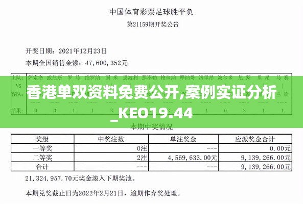香港单双资料免费公开,案例实证分析_KEO19.44