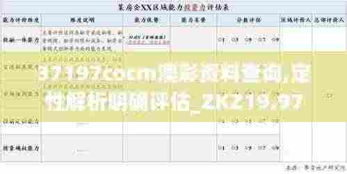 37197cocm澳彩资料查询,定性解析明确评估_ZKZ19.97